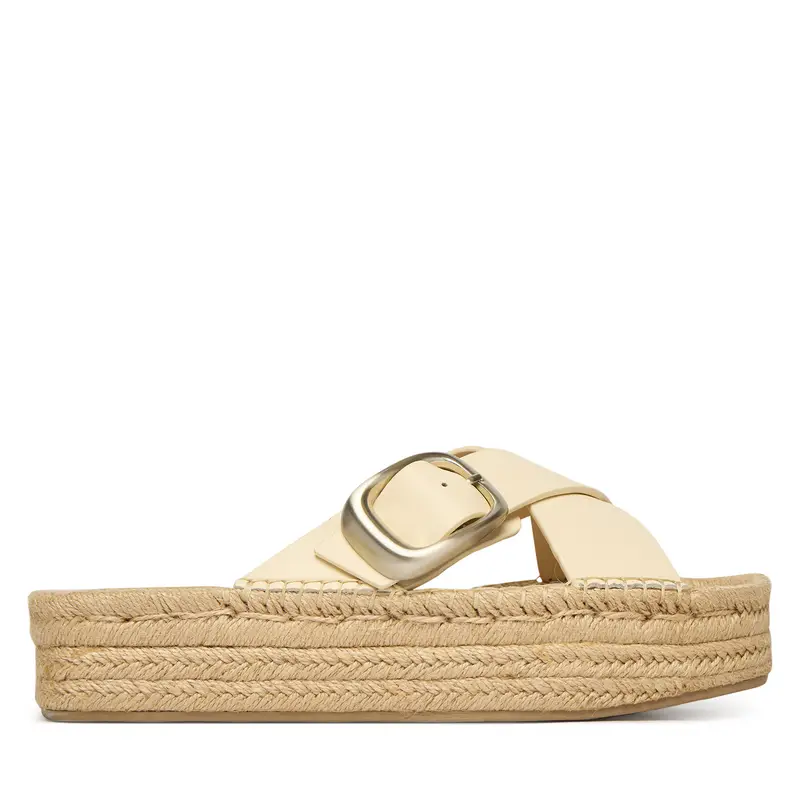 Espadrillas Calvin Klein Flatf Espadrill Cross Lth Hdw HW0HW02892 Écru Écru