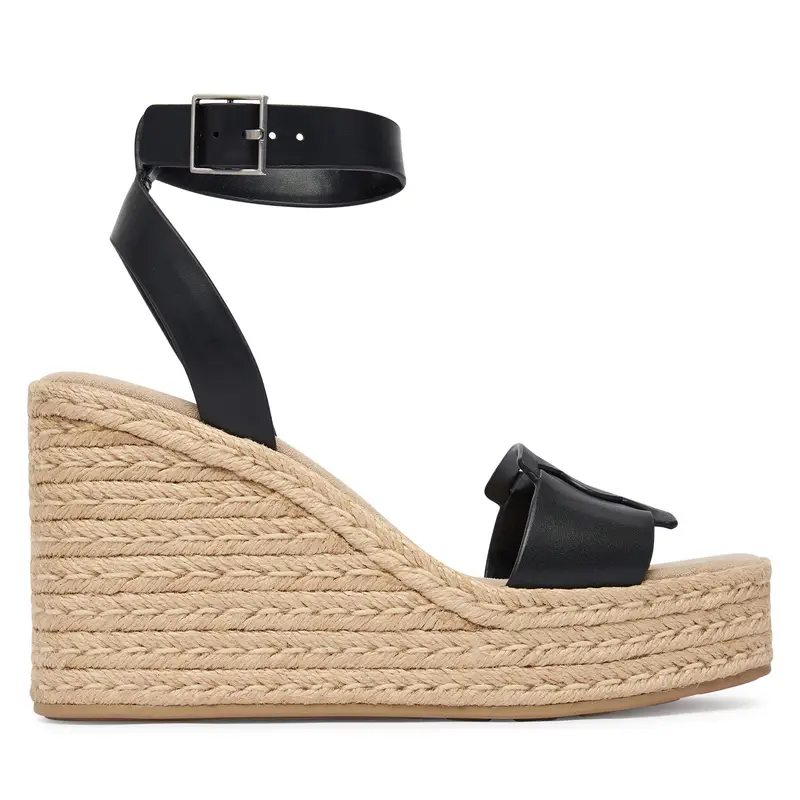 Espadrillas Calvin Klein Wedge Espad 70 Embl Lth HW0HW02897 Nero