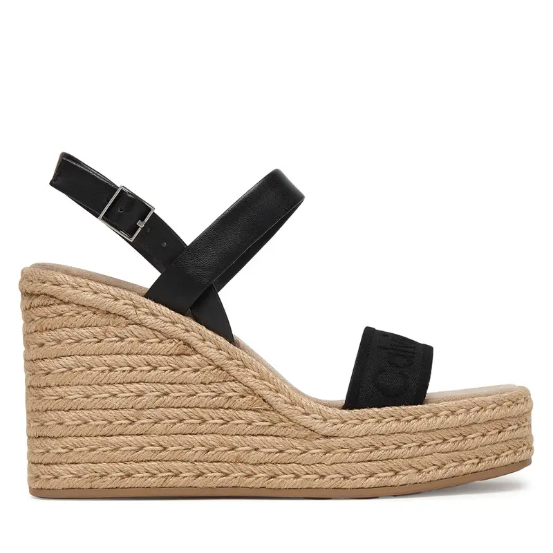Espadrillas Calvin Klein Wedge Espad 70 Webbing Lth HW0HW02901 Nero