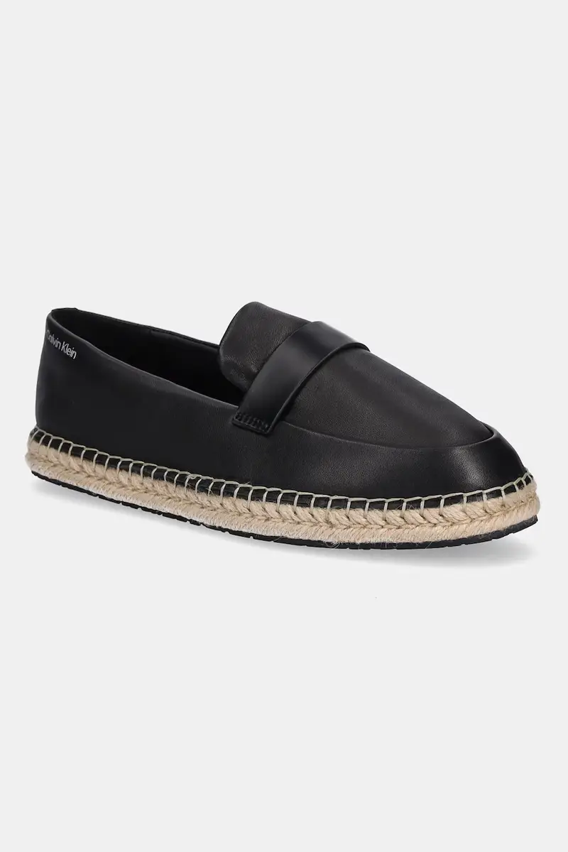 espadrillas in pelle ESPADRILLE W/CK HW - LTH colore nero HW0HW02390