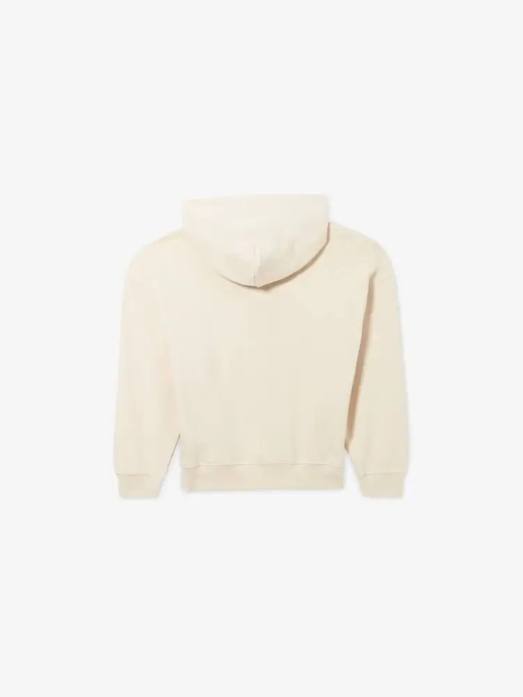 felpa beige bambino in cotone con cappuccio logo a contrasto miniatura 3