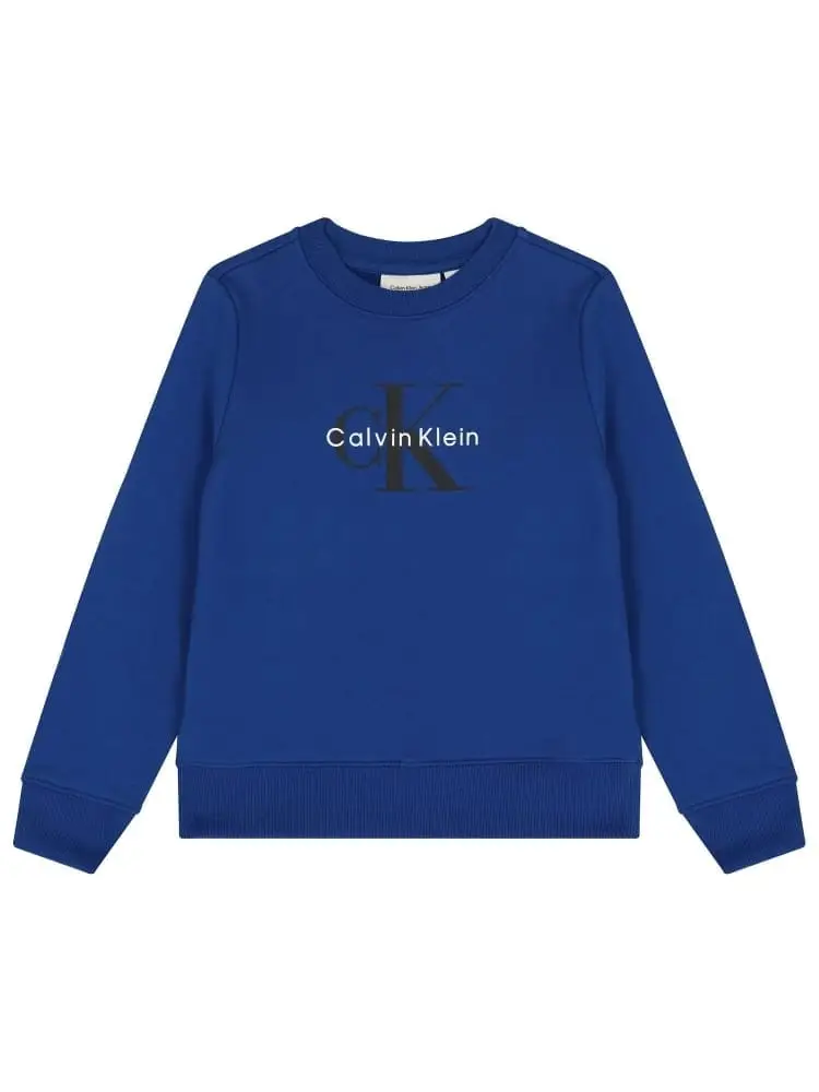 felpa blu royal bambino con logo