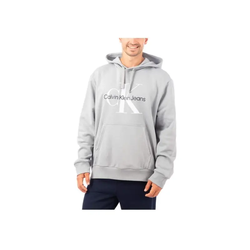 Felpa casual con cappuccio da uomo Calvin Klein a tinta unita con logo a lettere stampato, grigia 40GC201-020 M miniatura 2