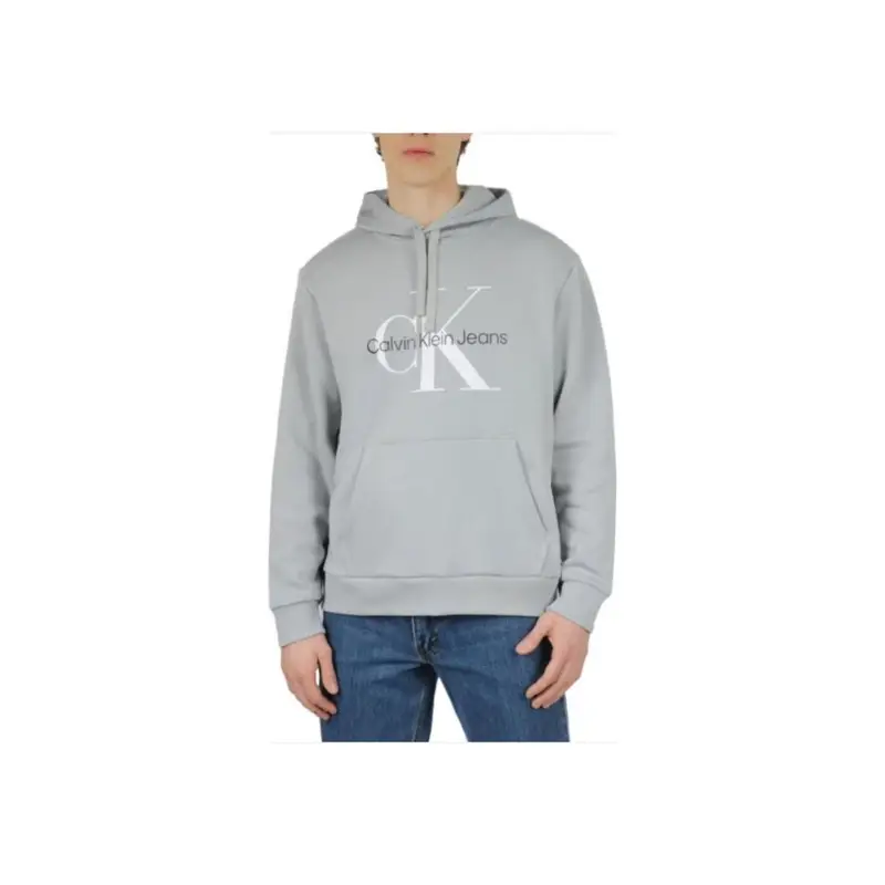 Felpa casual con cappuccio da uomo Calvin Klein a tinta unita con logo a lettere stampato, grigia 40GC201-020 M miniatura 5
