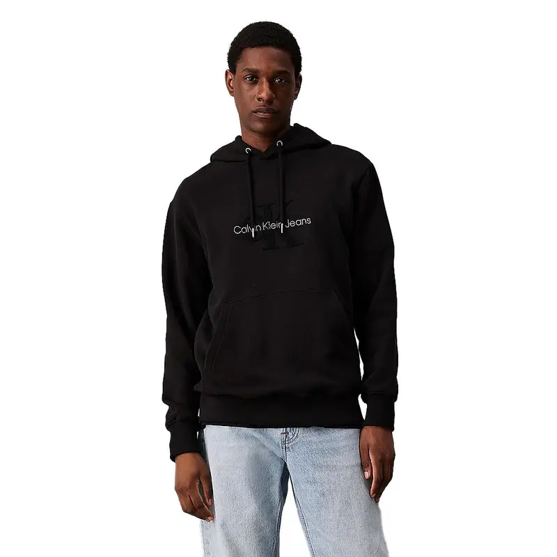 Felpa Con Cappuccio Logo Nero Uomo L