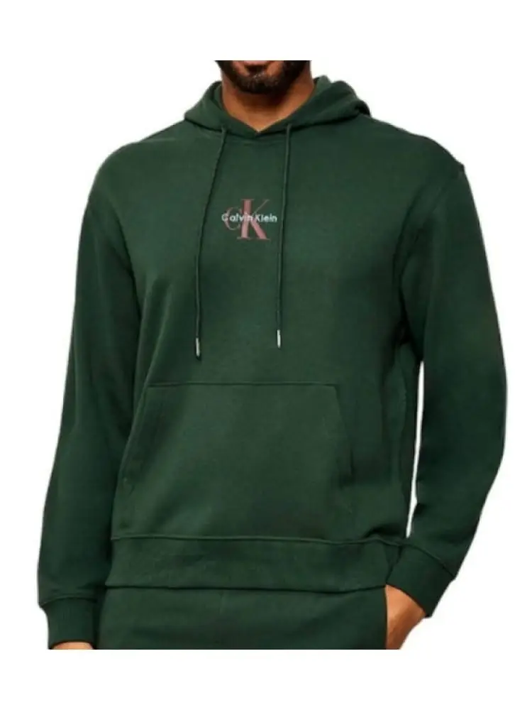 felpa con cappuccio monologo verde