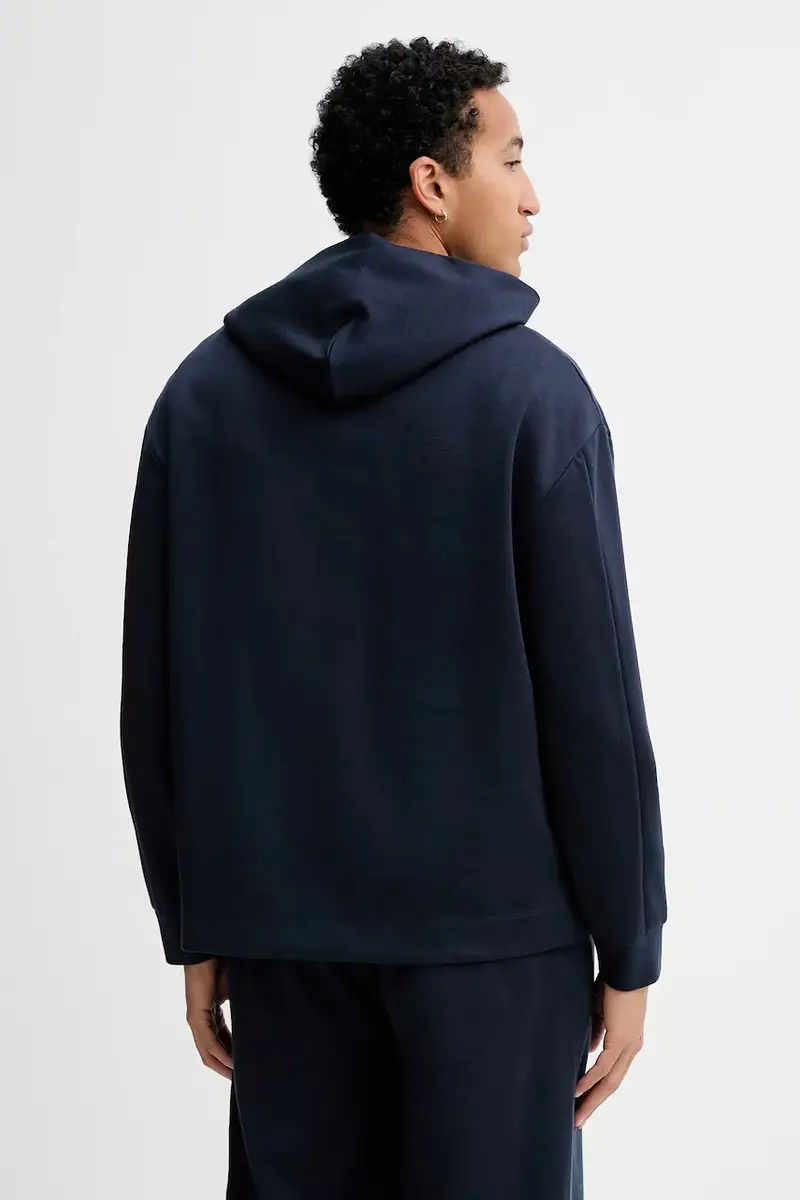 felpa con lana colore blu navy con cappuccio LV04LD211G miniatura 3