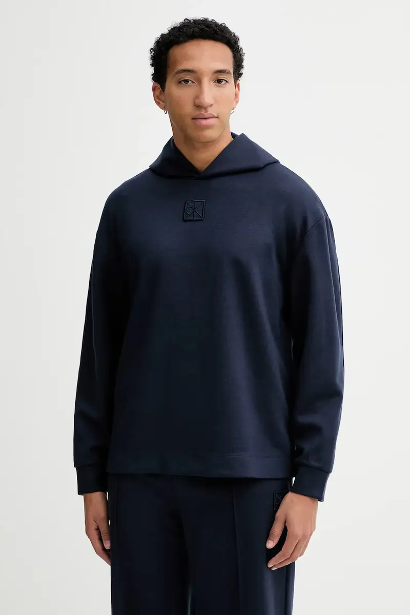 felpa con lana colore blu navy con cappuccio LV04LD211G