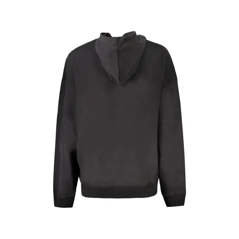 Felpa Donna Nera Cappuccio Garzata Tascone Logo Nero miniatura 2