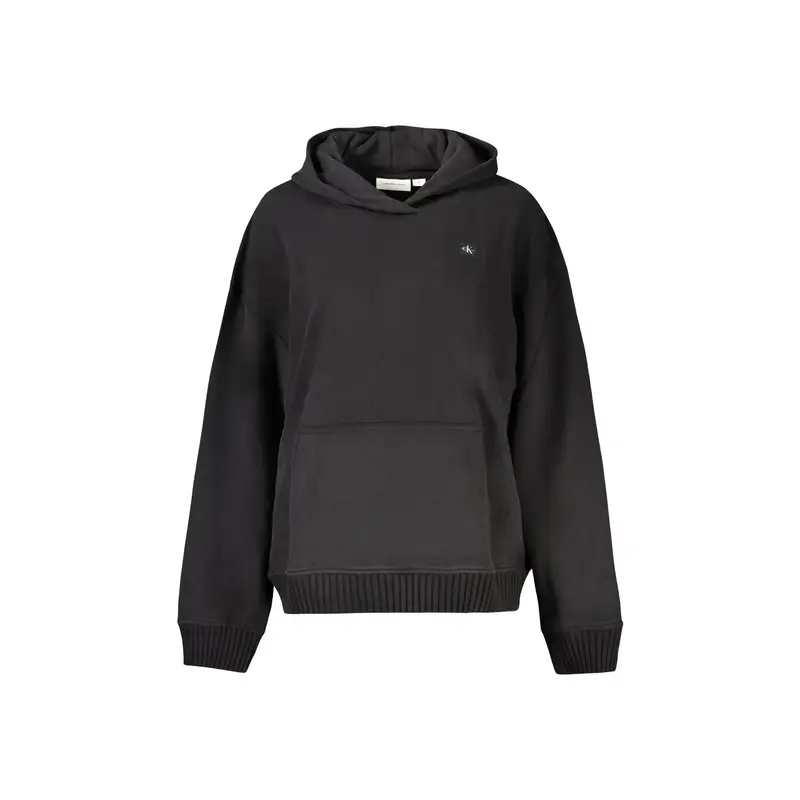 Felpa Donna Nera Cappuccio Garzata Tascone Logo Nero