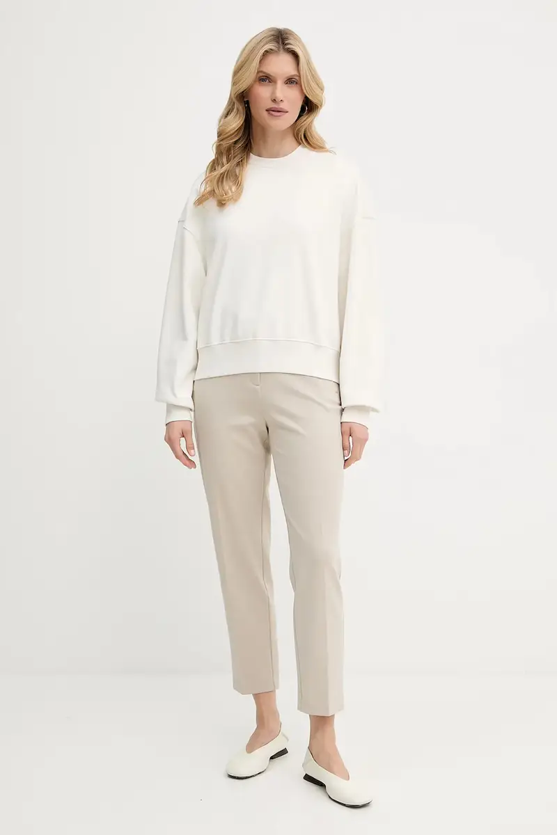 felpa in cotone donna colore beige con applicazione LV044C209G miniatura 2