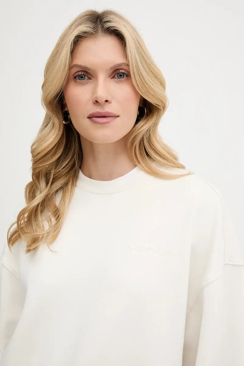 felpa in cotone donna colore beige con applicazione LV044C209G miniatura 4