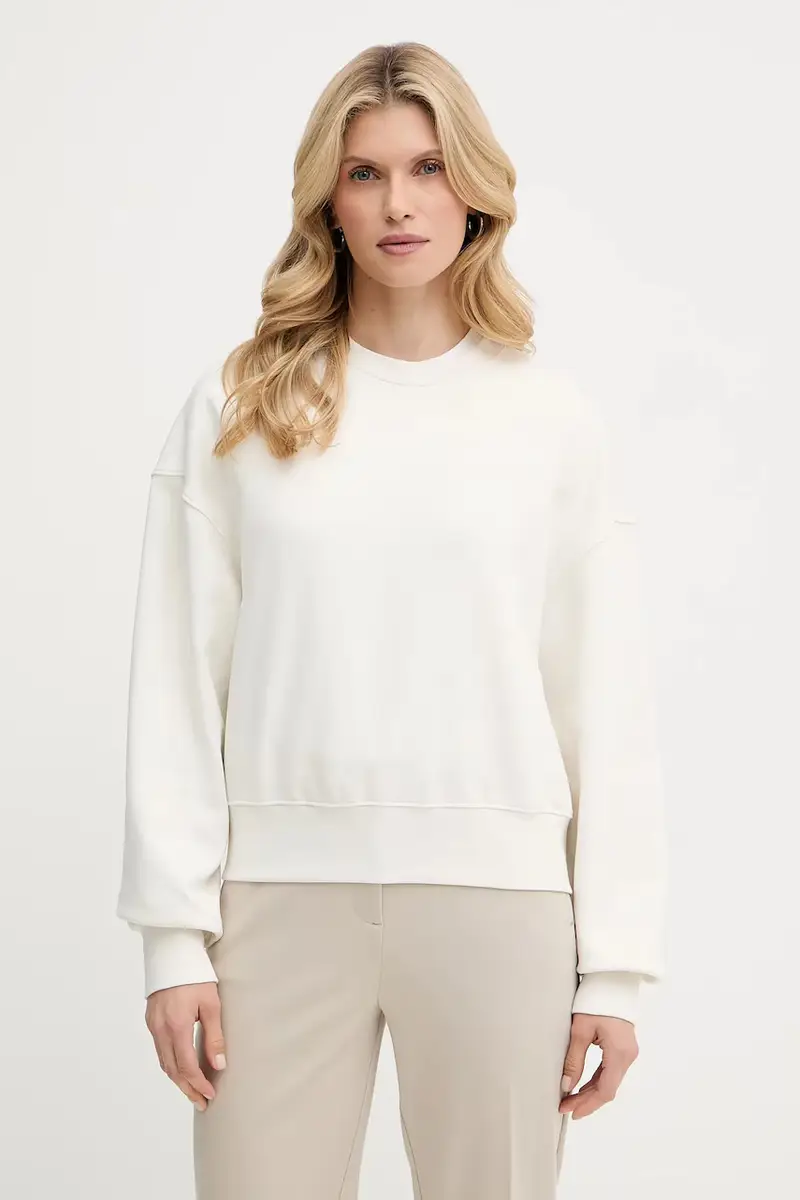 felpa in cotone donna colore beige con applicazione LV044C209G