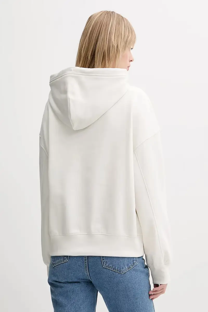 felpa in cotone donna colore beige con cappuccio con applicazione LV044C210G miniatura 2