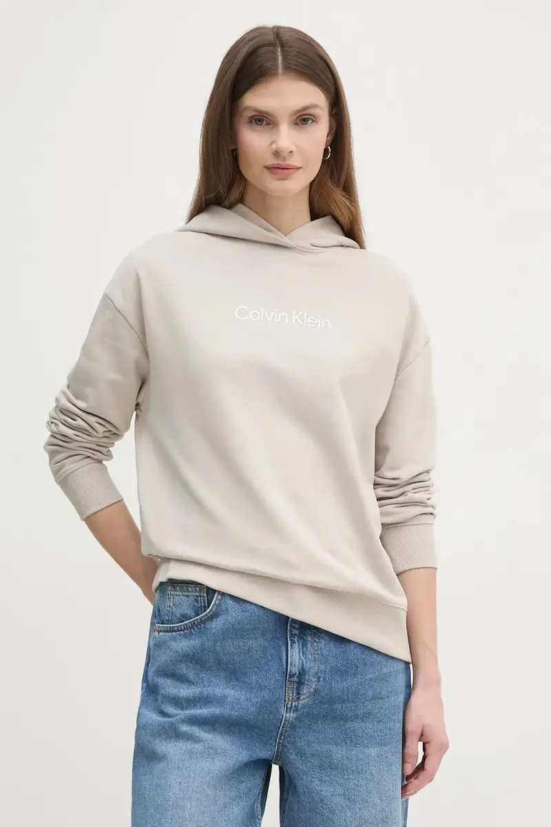 felpa in cotone donna colore beige con cappuccio K20K205449 miniatura 4