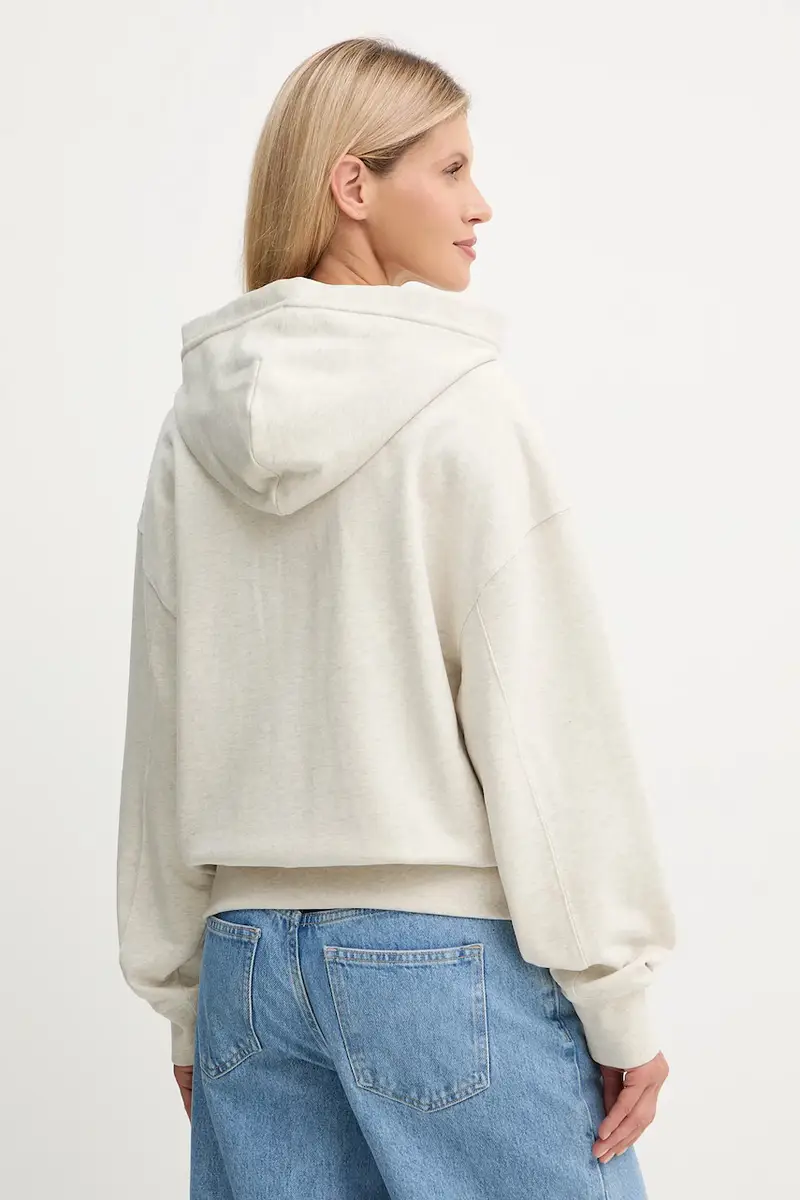 felpa in cotone donna colore beige con cappuccio LV044C211G miniatura 3