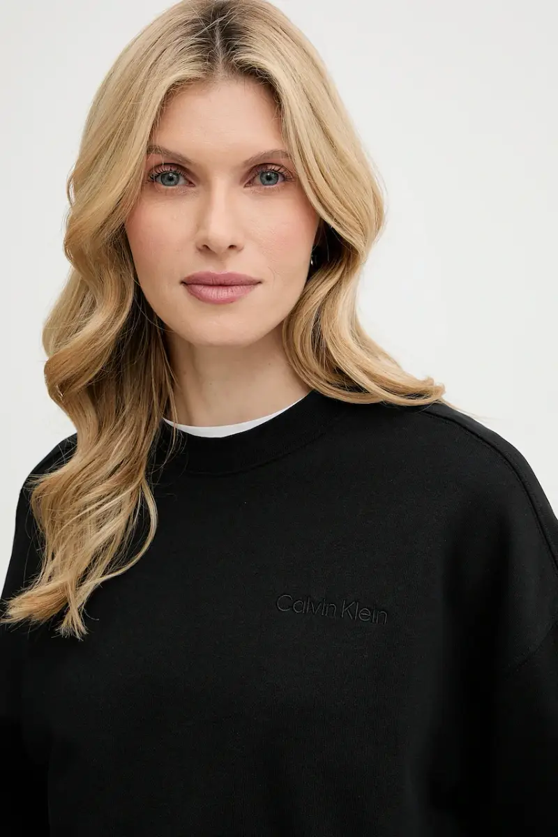 felpa in cotone donna colore nero con applicazione LV044C209G miniatura 4