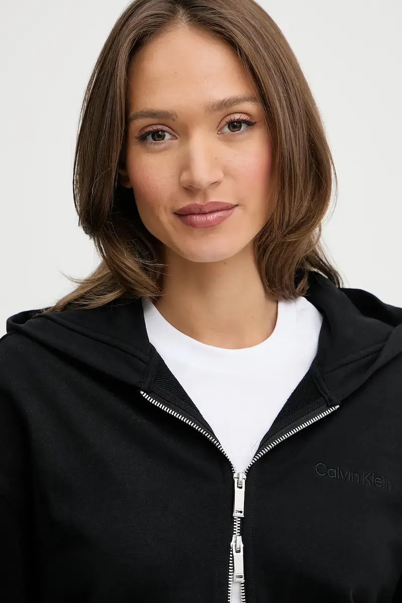 felpa in cotone donna colore nero con cappuccio LV044C211G miniatura 3