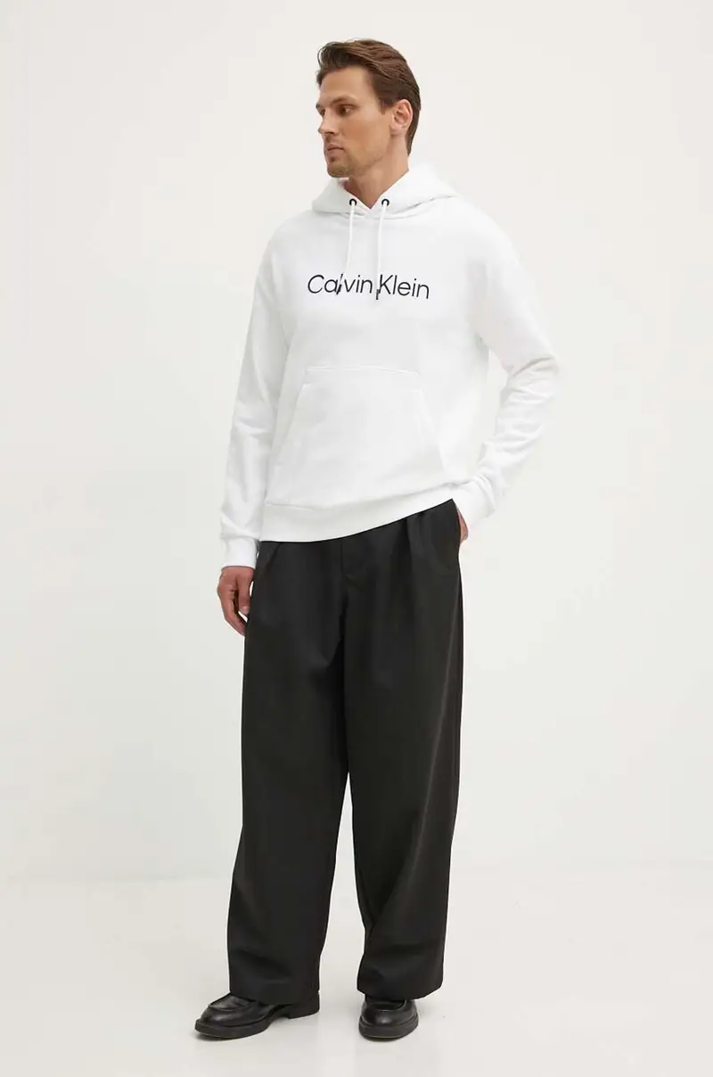 felpa in cotone uomo colore bianco con cappuccio con applicazione miniatura 2