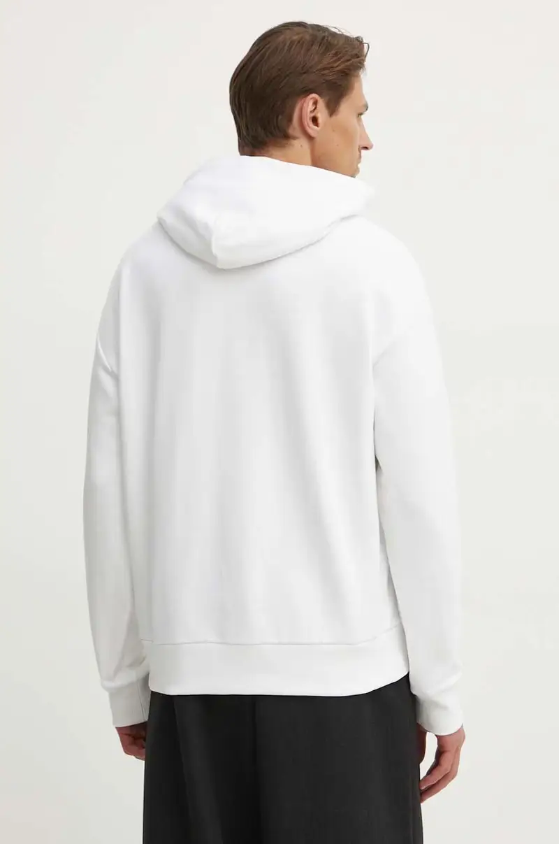 felpa in cotone uomo colore bianco con cappuccio con applicazione miniatura 3