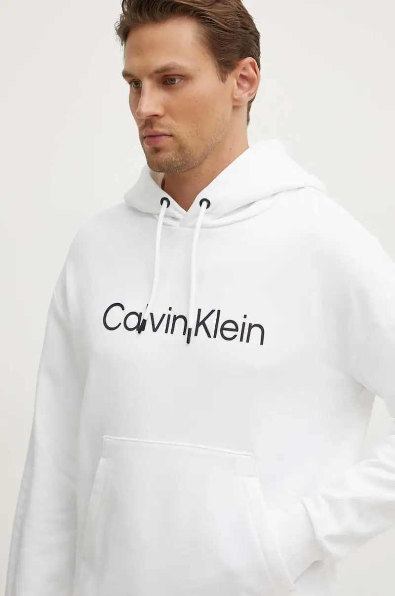 felpa in cotone uomo colore bianco con cappuccio con applicazione miniatura 4