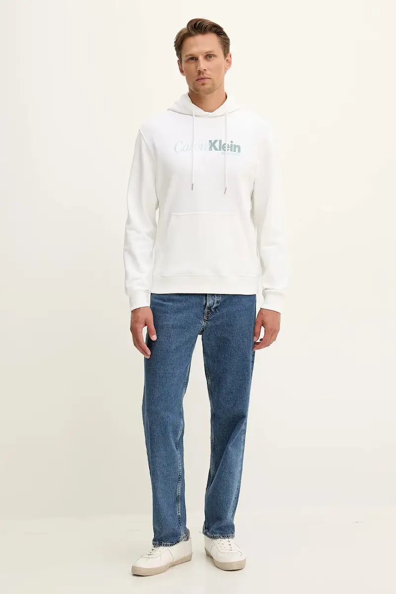 felpa in cotone uomo colore bianco con cappuccio LV04LD241G miniatura 2