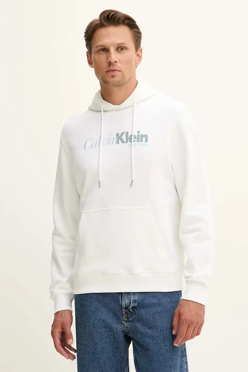 felpa in cotone uomo colore bianco con cappuccio LV04LD241G