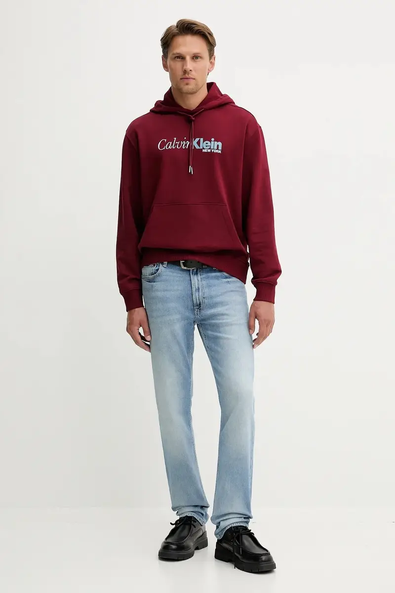 felpa in cotone uomo colore granata con cappuccio LV04LD241G miniatura 2