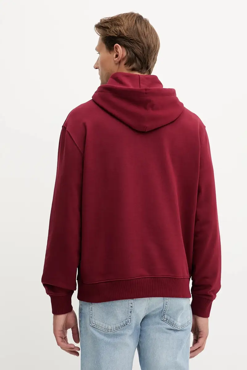 felpa in cotone uomo colore granata con cappuccio LV04LD241G miniatura 3