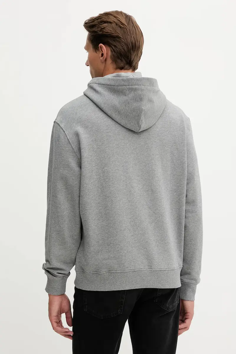 felpa in cotone uomo colore grigio con cappuccio LV14LD231G miniatura 3