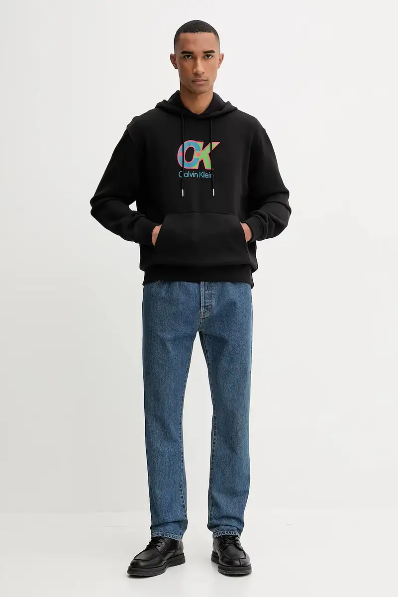 felpa in cotone uomo colore nero con cappuccio LV04LD240G miniatura 2