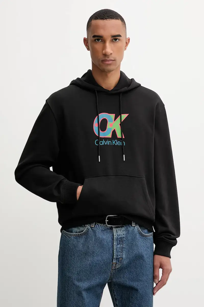 felpa in cotone uomo colore nero con cappuccio LV04LD240G