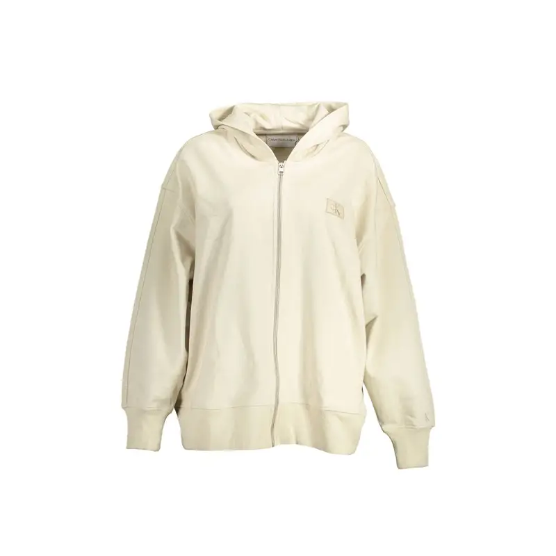 Felpa Maniche Lunghe Donna Beige Ricamo