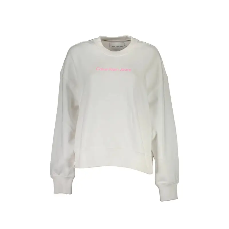 Calvin Klein Felpa Maniche Lunghe Donna Bianca con Stampa Logo