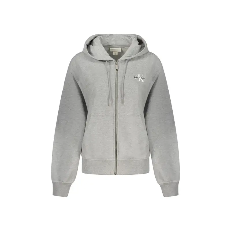 Felpa Maniche Lunghe Donna Grigia Zip Ricamo Grigio