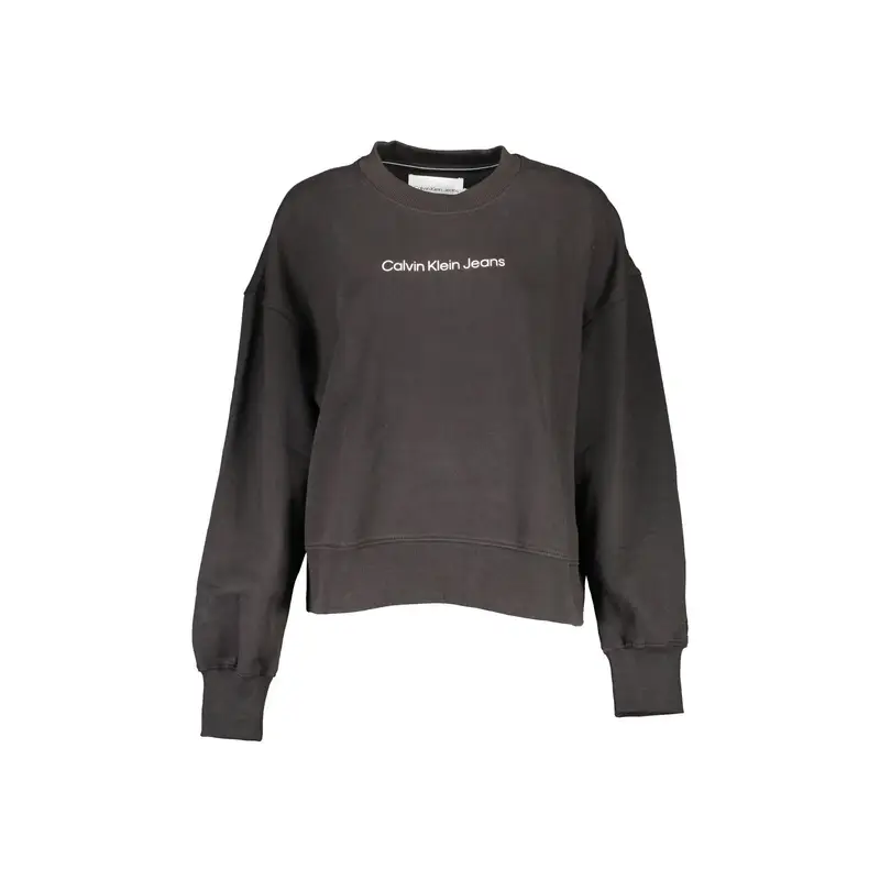 Felpa Maniche Lunghe Donna Nera Stampa Logo Nero