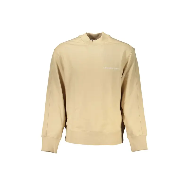 Felpa Maniche Lunghe Uomo Beige Stampa Logo