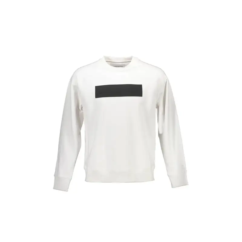 Felpa Maniche Lunghe Uomo Bianca Stampa Bianco