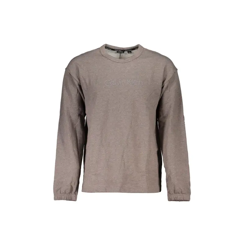 Felpa Maniche Lunghe Uomo Marrone Stampa Logo