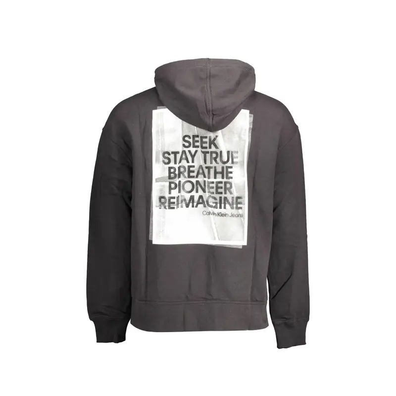 Felpa Maniche Lunghe Uomo Nera Stampa Logo Nero miniatura 2