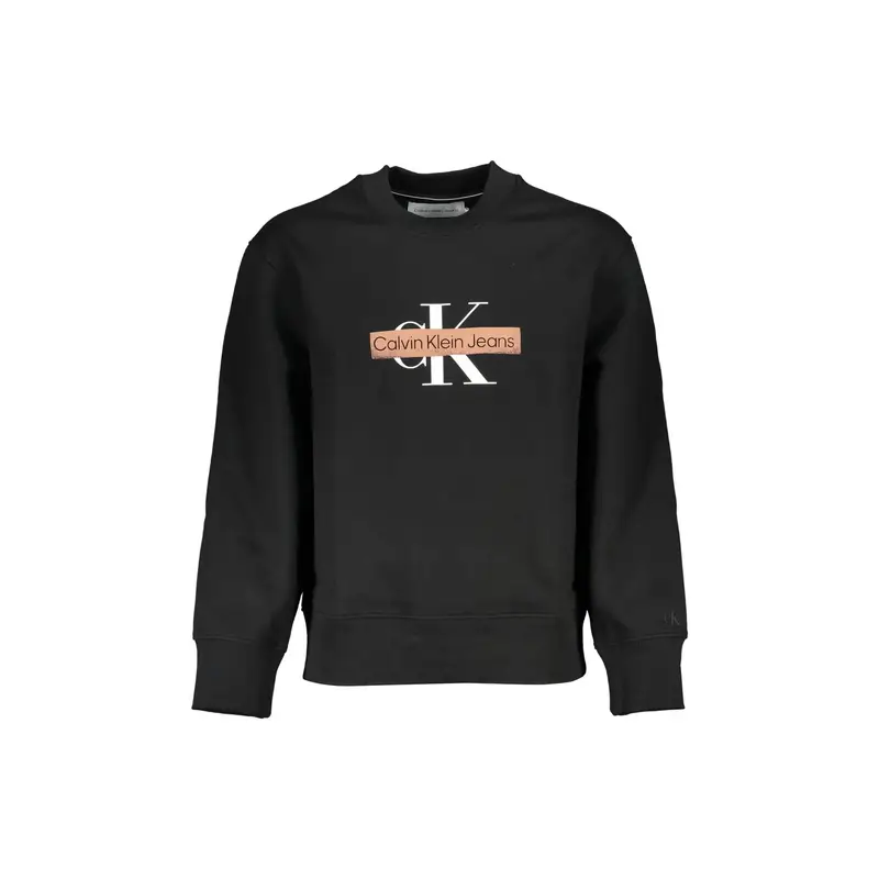 Felpa Maniche Lunghe Uomo Nera Stampa Logo Nero