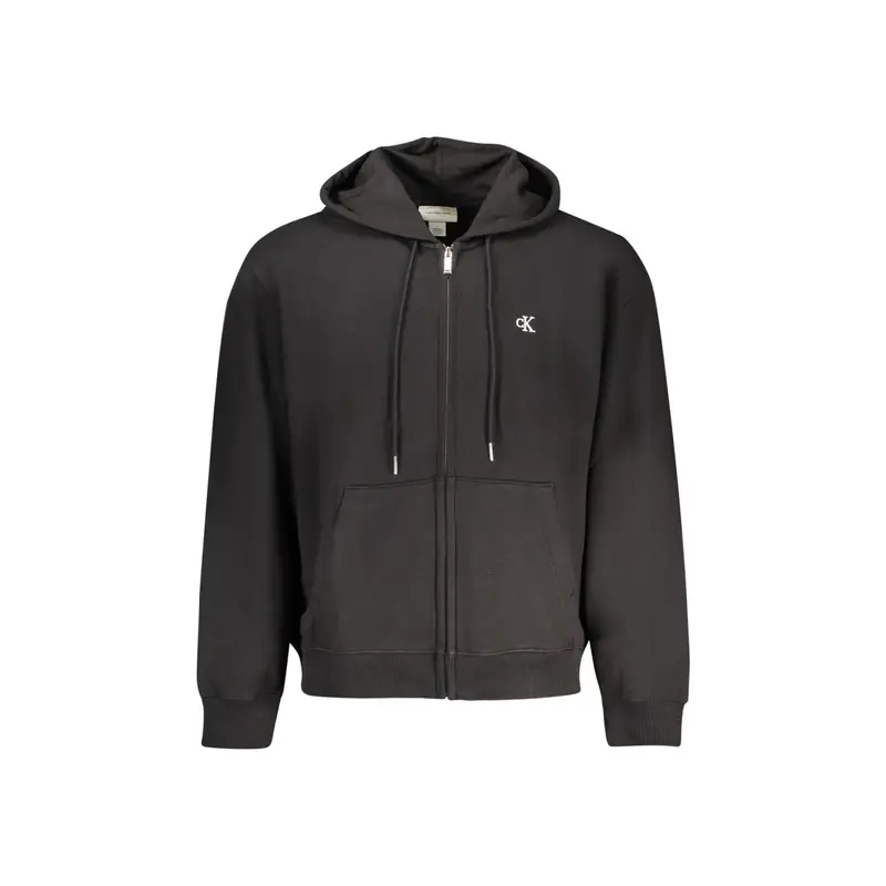 Felpa Maniche Lunghe Uomo Nera Zip Ricamo Nero
