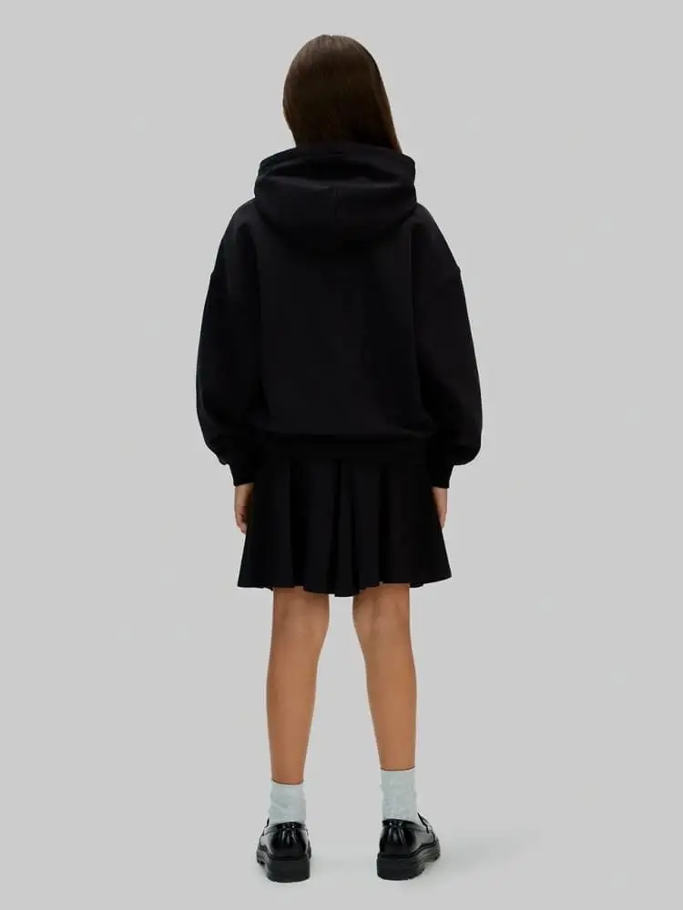 felpa nera bambina logo sul davanti miniatura 2