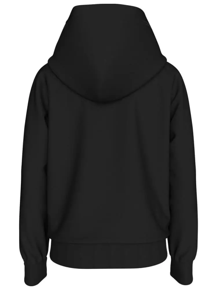 felpa nera bambino in cotone con cappuccio logo frontale miniatura 2