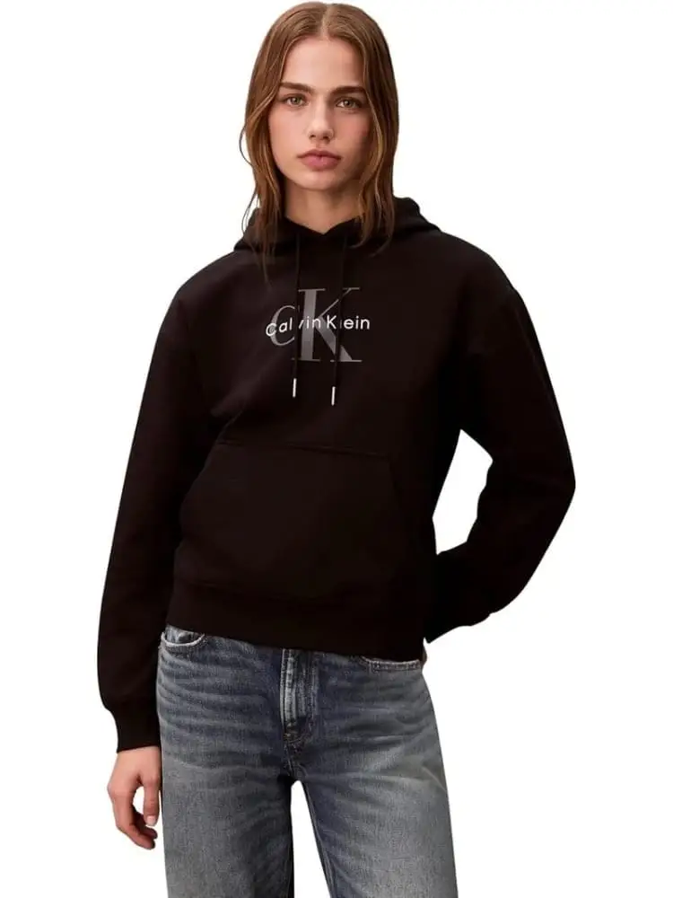 felpa nera donna con logo