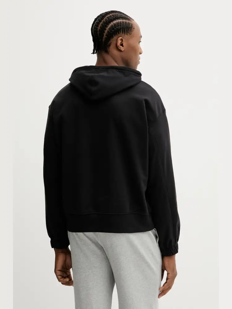 felpa nera uomo in cotone con cappuccio mini logo sul petot miniatura 2