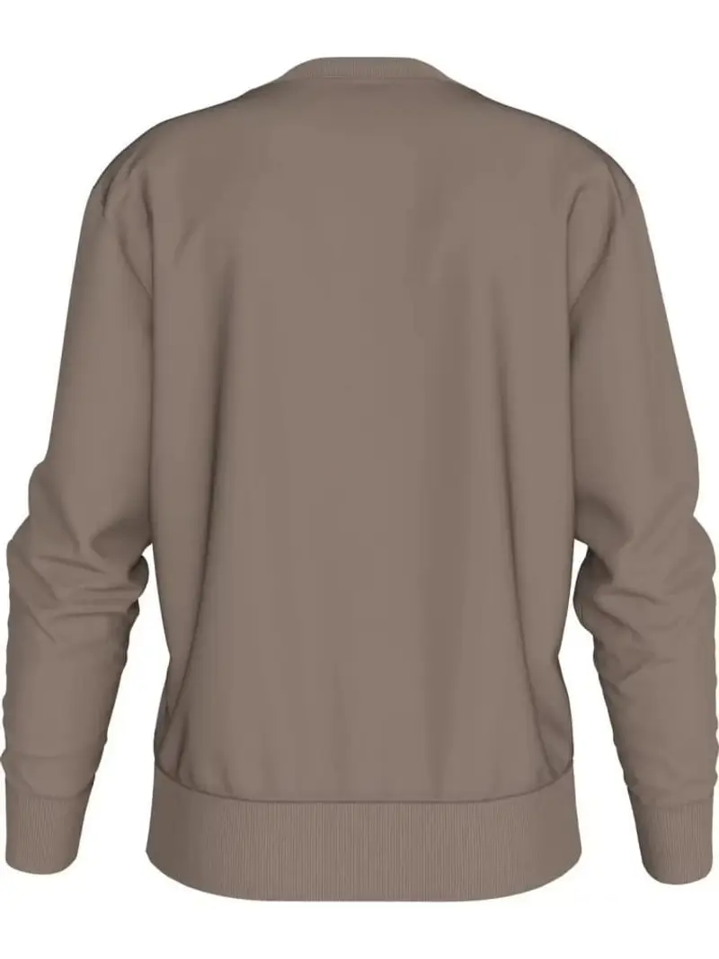 Calvin Klein felpa taupe grey uomo in cotone girocollo patch logo sul petto miniatura 2