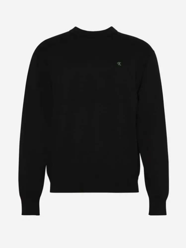 felpa uomo a girocollo nera con micro logo