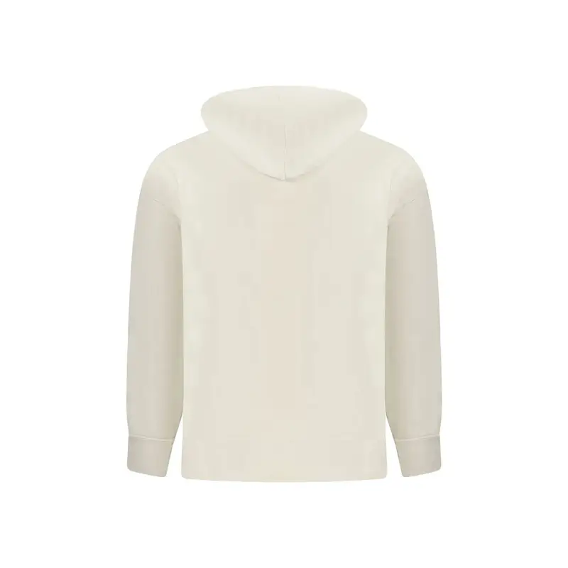 Felpa Uomo Beige Cappuccio Garzata Tascone Ricamo miniatura 2