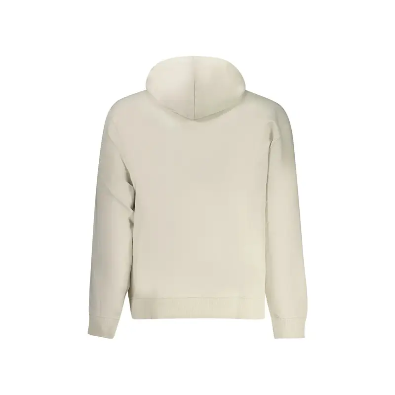 Felpa Uomo Beige Cappuccio Garzata Tascone Ricamo miniatura 2